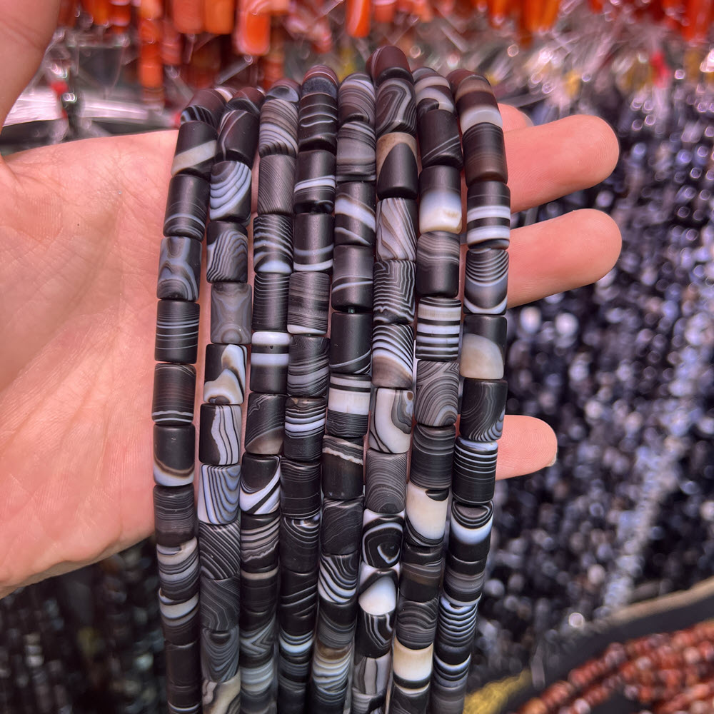 Jewelry Making Store - Doğal Taş Siyah Akik Taş 10x14mm