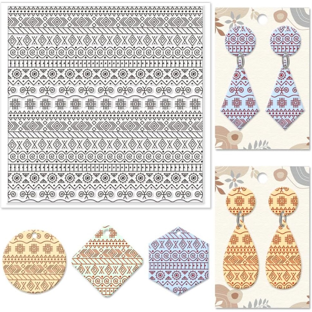 Jewelry Making In Clay - Tekstil Geometrik Silikon Doku Damga Polimer