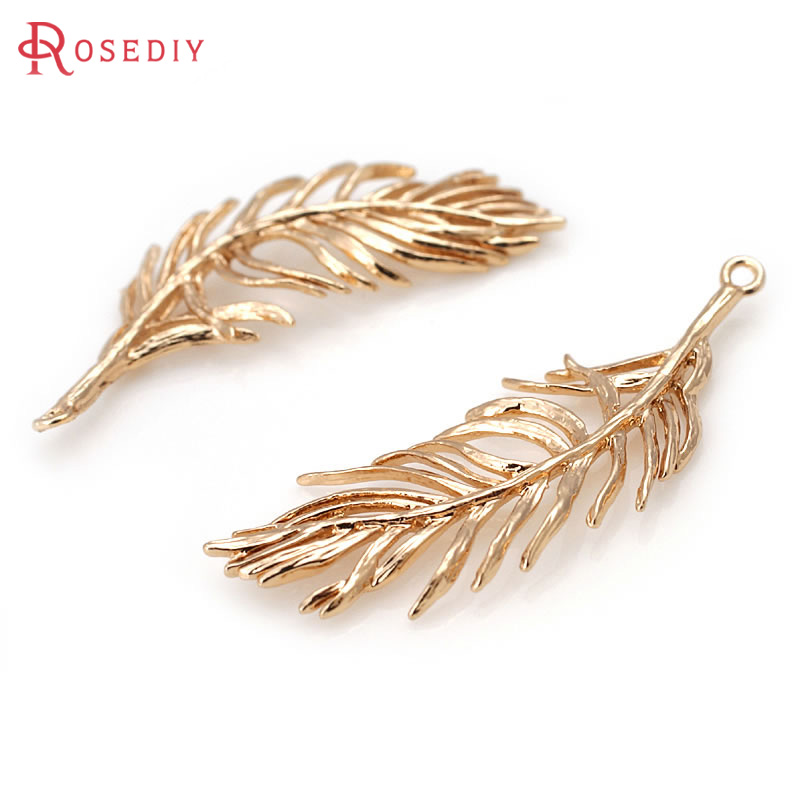 Jewelry Making Store - 18K Altın Rengi Pirinç Tüy Şeklinde