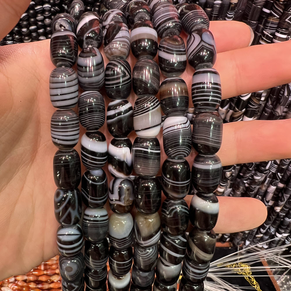 Jewelry Making Store - Doğal Taş Siyah Akik Taşı 8x12mm