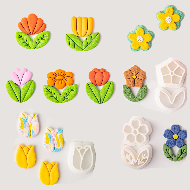 Jewelry Making In Clay - Lale Çiçek Yaprağı Yumuşak Çömlek Polimer