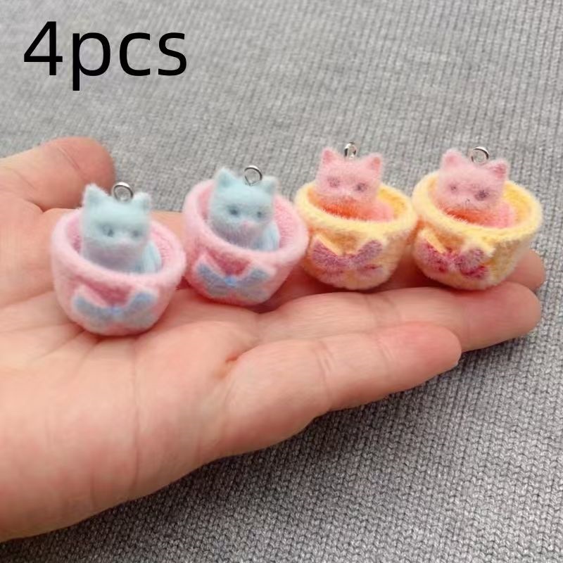 4 adet 3D peluş reçine kedi ko - Jewelry Making Resin incelemesi ve fiyatı